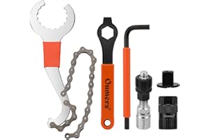 Oumers 6 Pcs Bicycle Repair Tool Set,3-in-1 Multitool Bike Cassette Removal Tool with Chain Whip Allen Wrench Includes Lock-R
