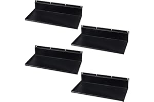 Alffun Metal Slatwall Shelves, 4 Pack 17×8 Inch Slat Wall Hanging Shelf Accessories, Heavy Duty Slatwall Shelf for Garage, Retail, Home Storage