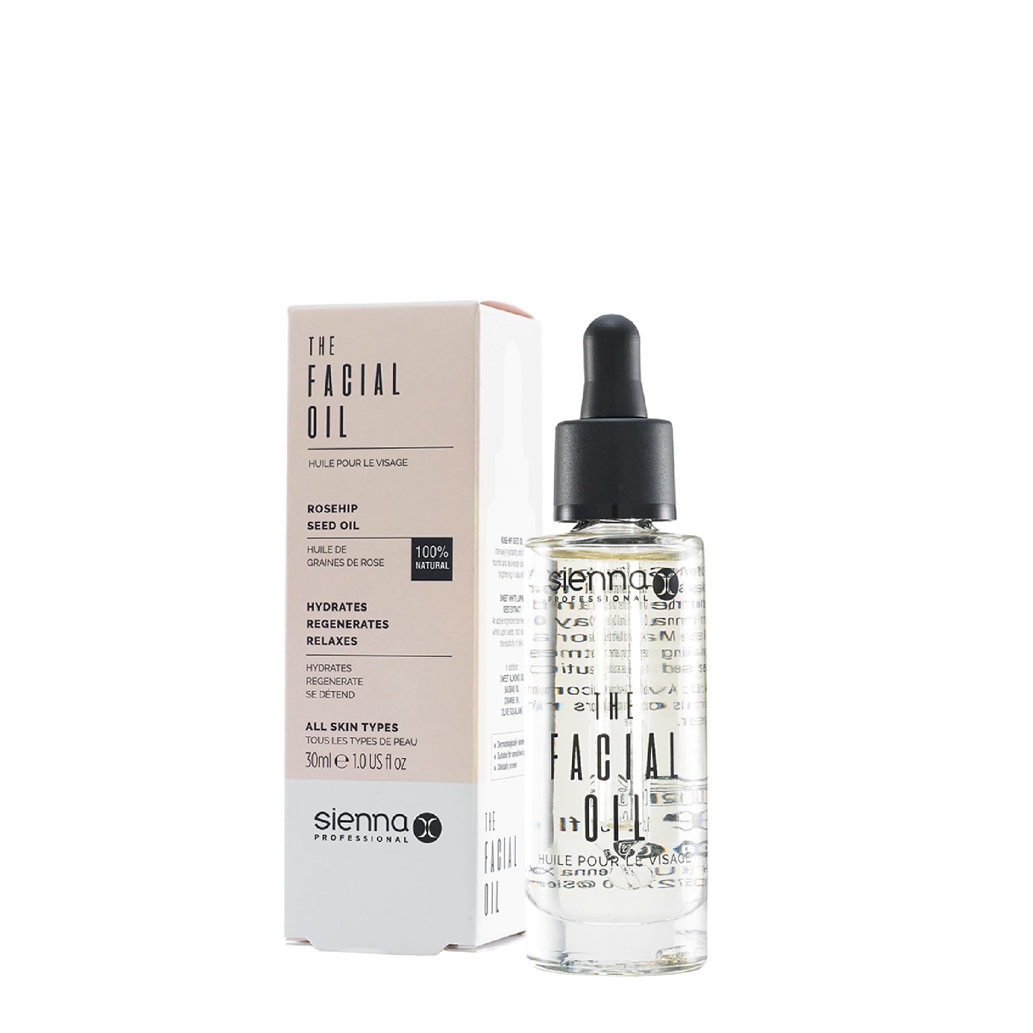 Sienna X The Facial Oil 30ml. Rosehip Seed Oils For Intense Facial Hydration. Brightening Face Serum That Regenerates & Relaxes. Lightweight, Quick Absorbing Oil For Glowing Skin.