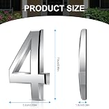Vicloon 3D Door Numbers 3 Inches Self Adhesive Waterproof Silver (4) view 2