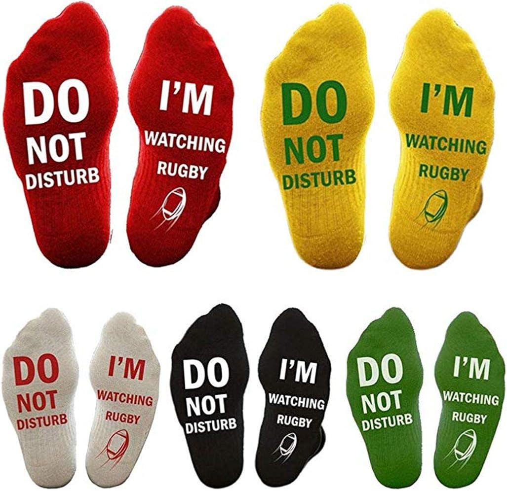 Do Not Disturb I'm Watching Rugby Socks Funny Cotton Socks Novelty Christmas Gift for Men Women