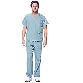 Dagacci Medical Uniform&reg; Men's V-Neck Cargo Scrubs | Cotton Blend, Matching Top and Cargo Pants Set, 8 Pockets, Elastic Drawcord Waistband, for Men in Healthcare
