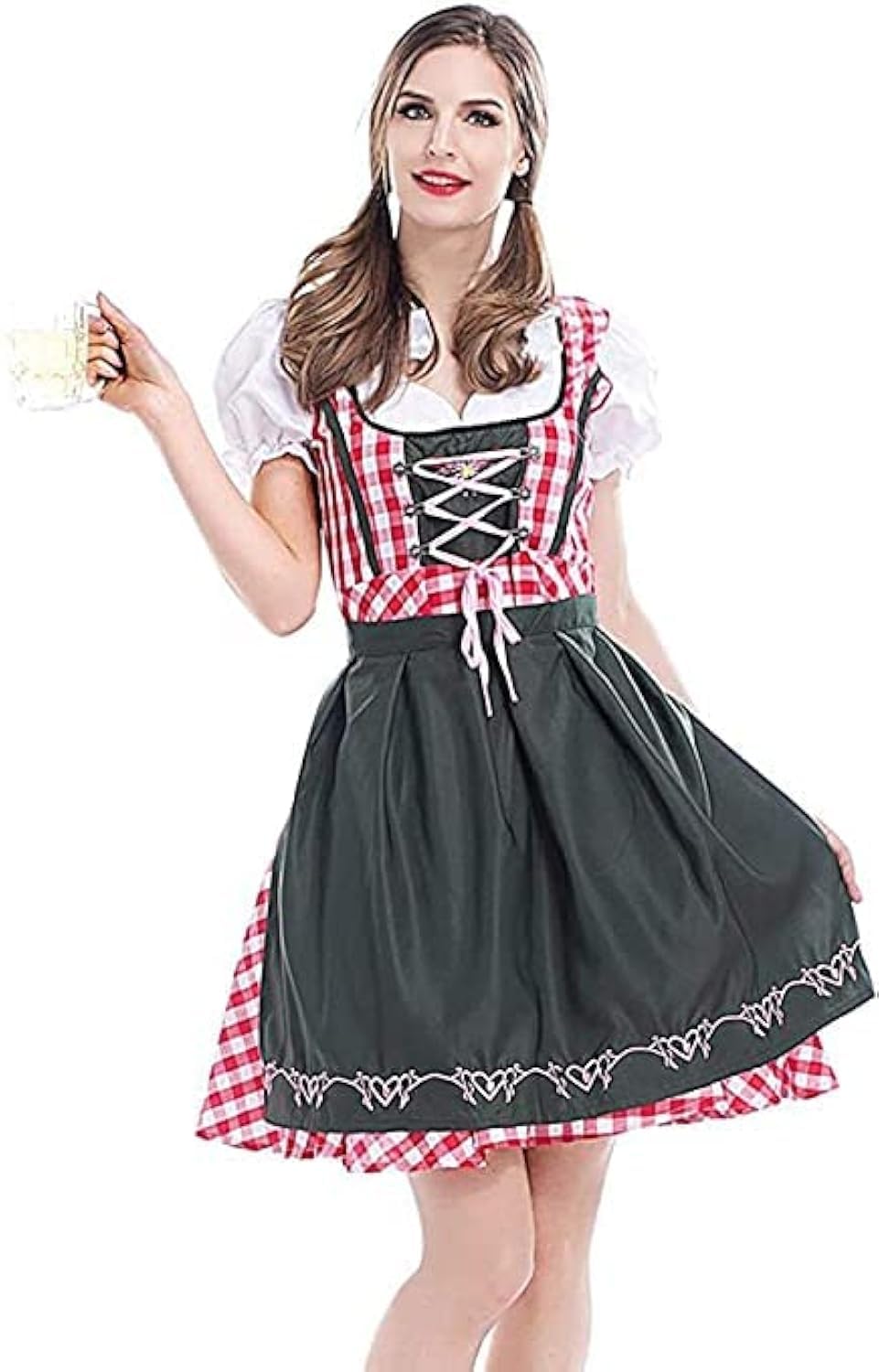 maxToonrain Oktoberfest Outfit Women Plus Size,Womens Bavarian Dirndl Dress German Beer Festival outfits Halloween Costumes for Women ladies(Small,red plaid)
