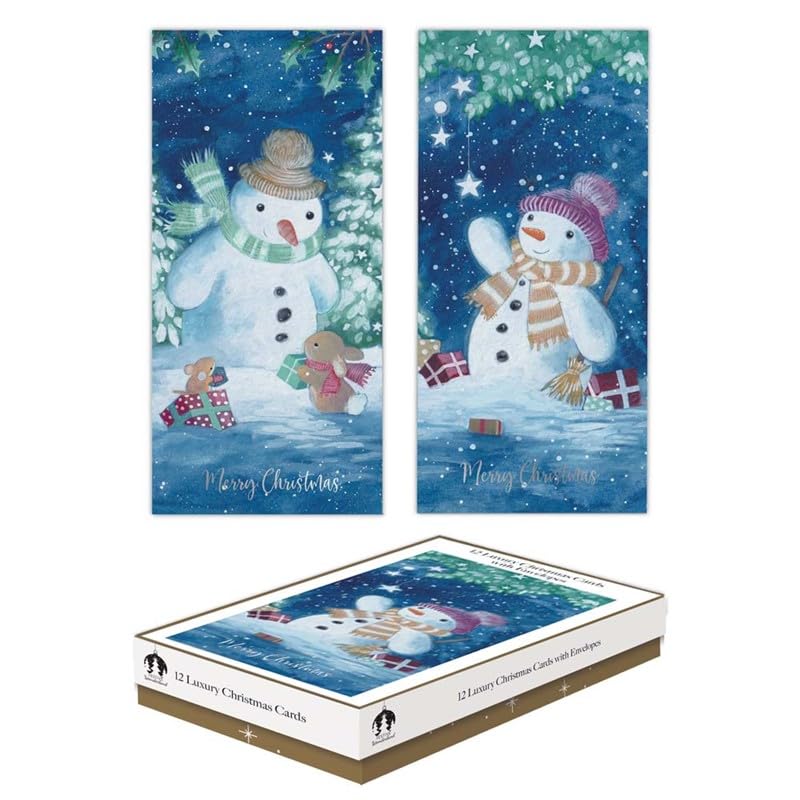 Tallon Festive Wonderland (XCA0213 Luxury Slim Christmas Xmas Cards, Box of 12, Snowman Design