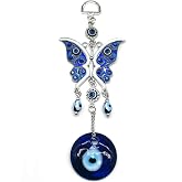 Blue Butterfly Evil Eye Wall Hanging Decor,Turkey Evil Eye Butterfly Amulet Door Car Hanging Accessories Ornament Pendant Charm