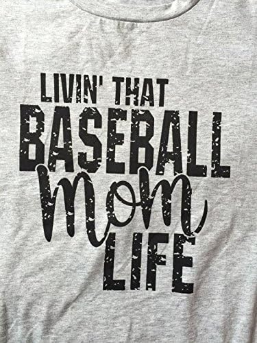 LONBANSTR Women Livin'That Baseball Mom Life T Shirt Short Sleeve Tops Tee