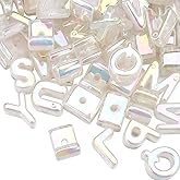 SOFPLATE Random 50Pcs Alphabet Shaped Beads Rainbow Letter Beads with Large Hole Iridescent Opaque Clear AB Acrylic Spacer Loose Charm Bead for Jewelry Making Necklaces Bracelets Supplies DIY Crafts