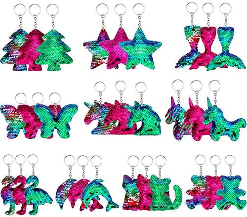 セール 登場から人気沸騰 30ピース クリスマスフリップスパンコールキーチェーン リバーシブルスパンコールキーチェーン グリッターキーリング 女の子 キッズ用 クリスマスギフト 装飾に 10スタイル 3色 激安な新品登場