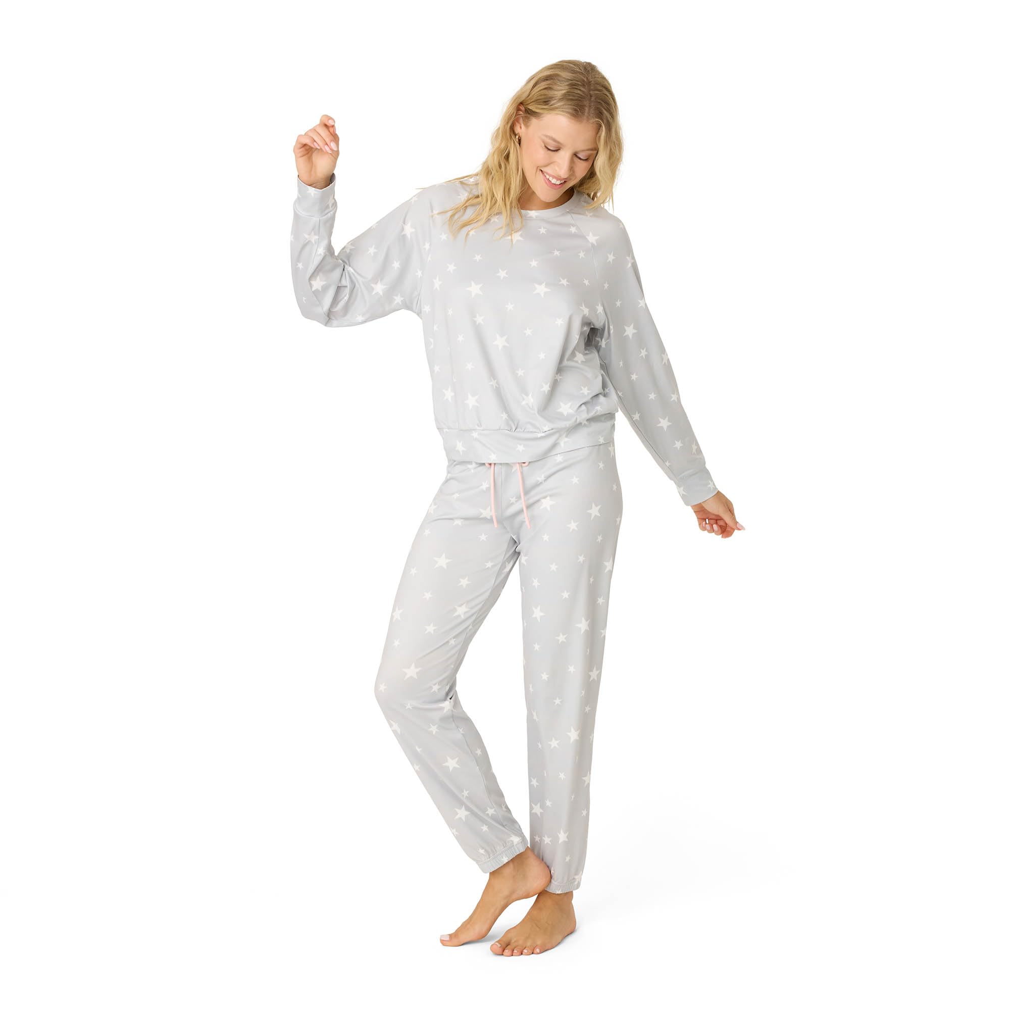 PJ Salvage Women’s [Amazon Exclusive] Cloud Jersey Jogger Pajama 2-Piece PJ Set, Frost Grey, X-Large