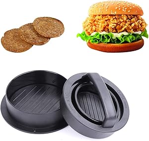 Burger Press, Kmeivol 3-in-1 Hamburger Patty Maker, Works Best for Burger Making Kit, Hamburger Patty Maker for Grilling, Dishwasher Safe, Regular Beef Burger, Kitchen & Grilling Accessories