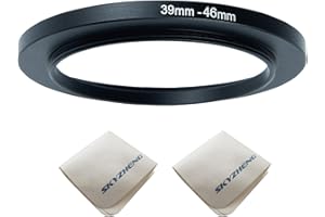 SKYZHENG 39mm lens to 46mm Camera Lens Adapter 39mm to 46mm Step Up Ring Adapter Ring for all brands of UV ND CPL, with premium lens wiping cloth 2 pack (39mm-46mm)