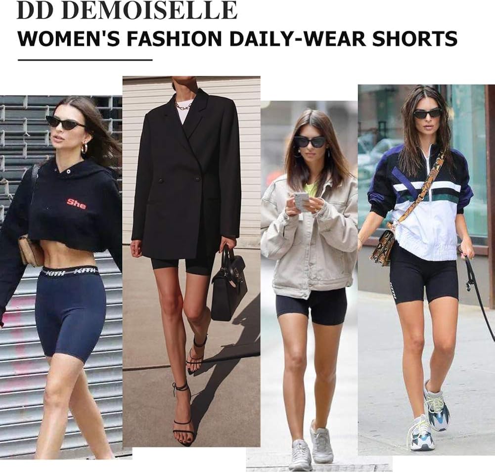 DD DEMOISELLE Women High Waist Stretchy Tummy Control Yoga Shorts with Pockets: Clothing