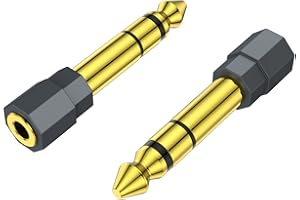 QIANLINK 2 Pack 6.35mm 1/4 Male to 3.5mm 1/8 Female Stereo Headphone Adapter Audio Jack Plug Gold Plated for Speaker Headphone Guitar Digital Piano Amp Adapte (Grey)