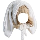 Cute Bunny Hat Women Plush Rabbit Ear Funny Lolita Sweet Kawaii Winter Fluffy Fleece Warm Hat Cap Cosplay Accessory