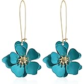 YUNXI Unique Boho Flower Dangle Earrings Exaggerated Layered Floral Petal Drop Dangle Statement Stud Earring for Women Jewelry with Box