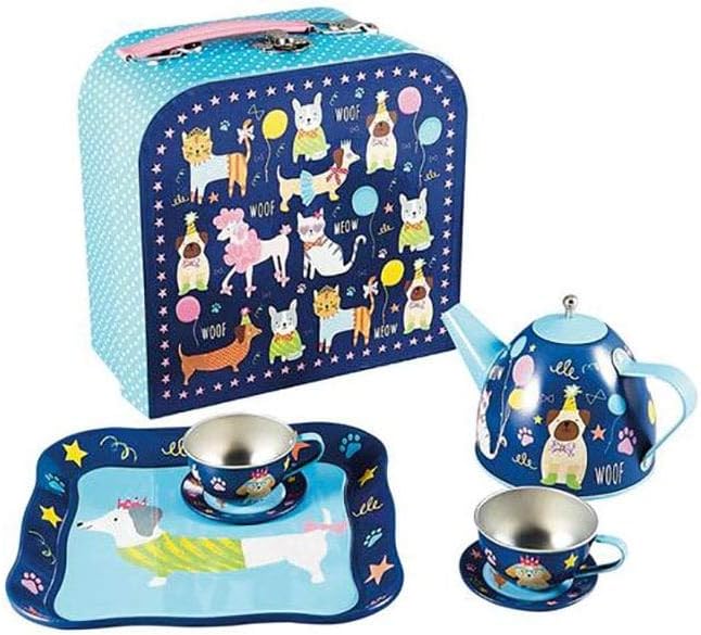 tin tea set with case