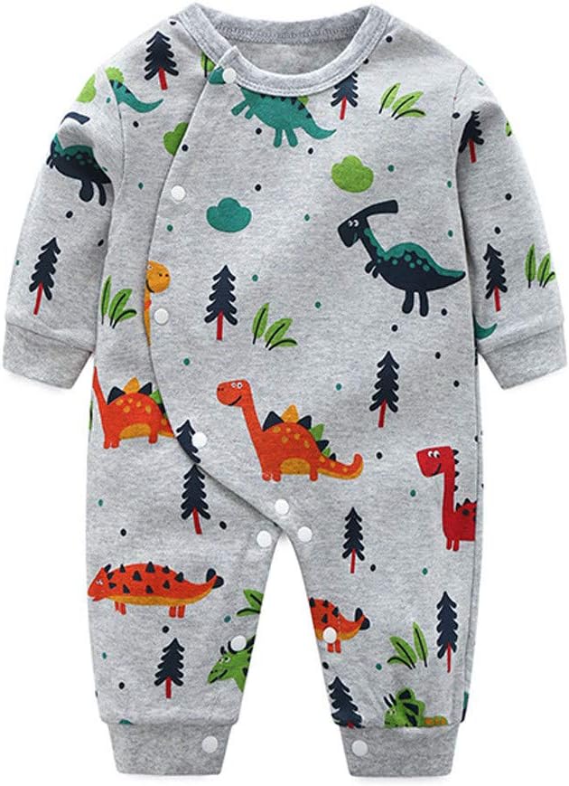 Romper for Newborn Infant Baby Girls Boy Dinosaur Print Romper Jumpsuit Playsuit Clothes for Kids 3-4 Years Old (Gray)