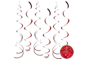 AGROKO 30 pcs Red Hanging Swirls Decorations Swirl Party Decorations Plastic Party Streamer for Ceiling, 26"