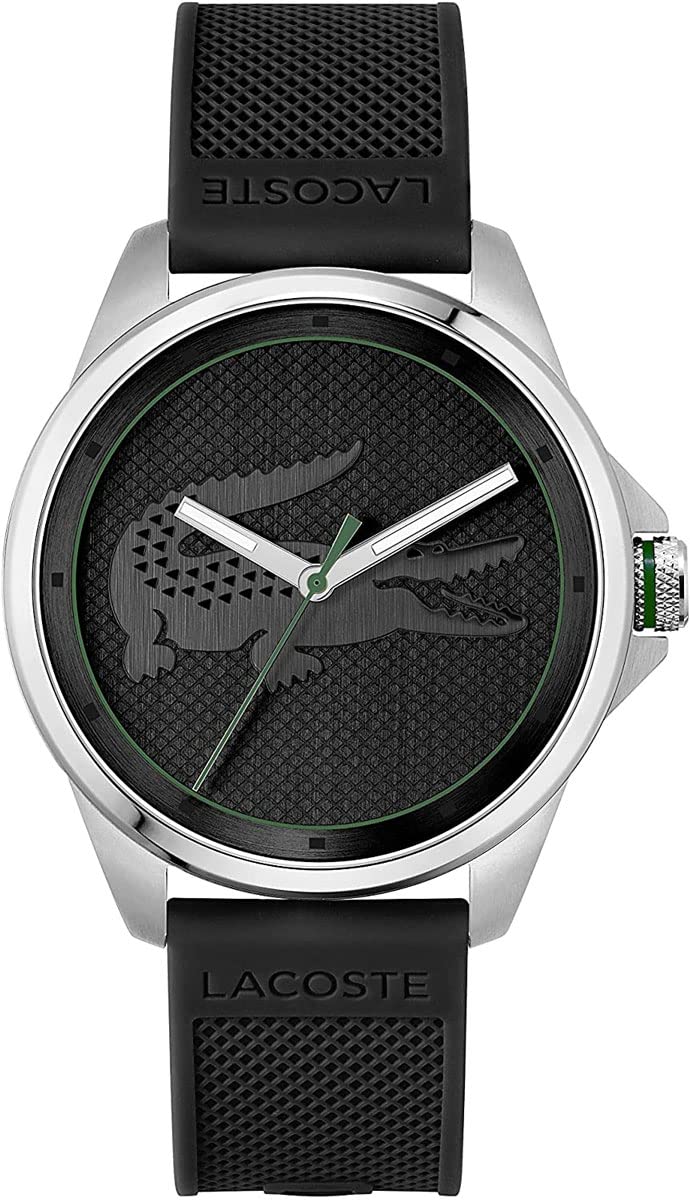 Lacoste Analogue Quartz Watch for Men LE Croc Collection with Black Silicone Bracelet - 2011156