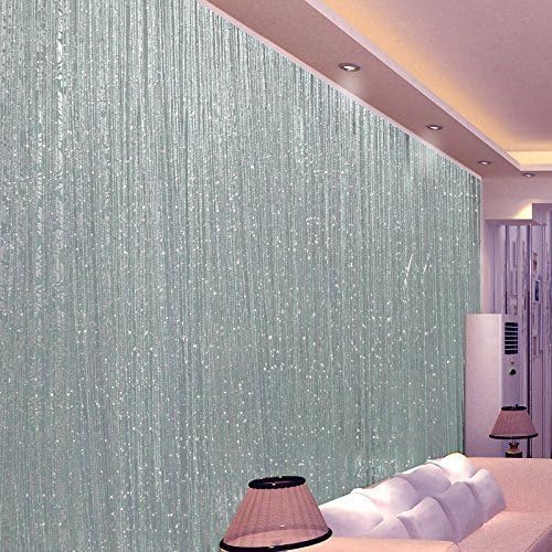 Flytaker Glitter Tassel String Line Door Window Curtain Room Divider Screen Decor Window Treatments (White)