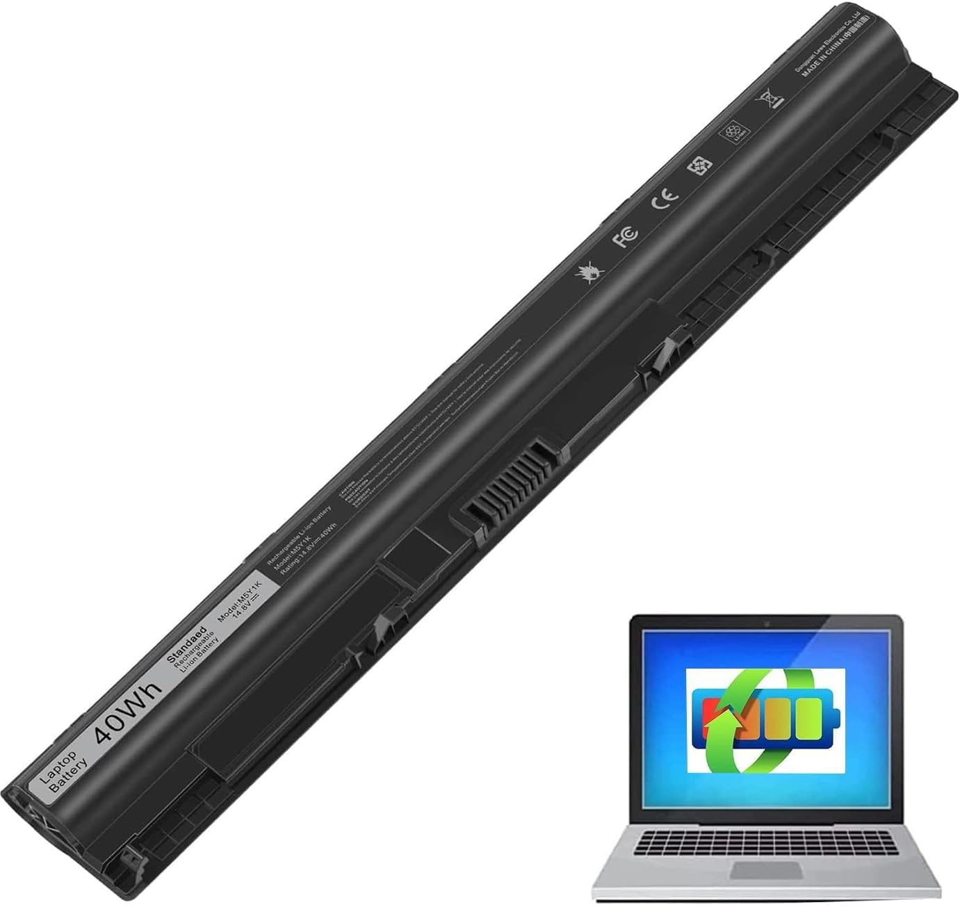Dell 40wh Standard Rechargeable Li-ion Battery Type M5Y1K 14.8V,Primary Lithium-ion Battery, M5Y1K 14.8V Dell Laptop Battery for Inspiron 15 5000 3000 3551 3558 5558 yu12005-13001d