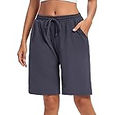 ASIMOON Womens Bermuda Shorts Lounge Athletic Shorts Loose Running Shorts Casual Long Yoga Shorts with Pockets