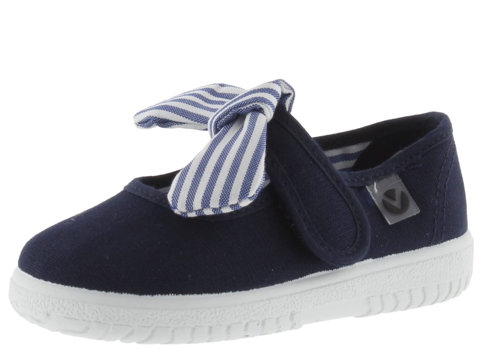 victoria Ojalá Unisex Canvas Mary Janes & Hook-and-Loop Strap & Striped Bow 105110 for Kids Marino 19