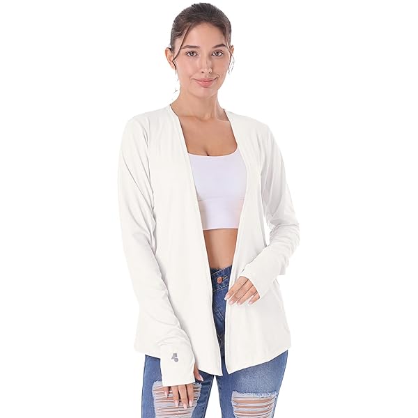 WOMENS LIGHTWEIGHT SUMMER CARDIGAN RASH GUARD UPF50+ LONG SLEEVE UV SPF ATHLETIC JACKET SUN PROTECTION COOLING OPEN FRONT WRAP SHAWL COVER UP CLOTHING KIMONO SUN SWEATER SHIRT THUMB HOLE WITH POCKETS