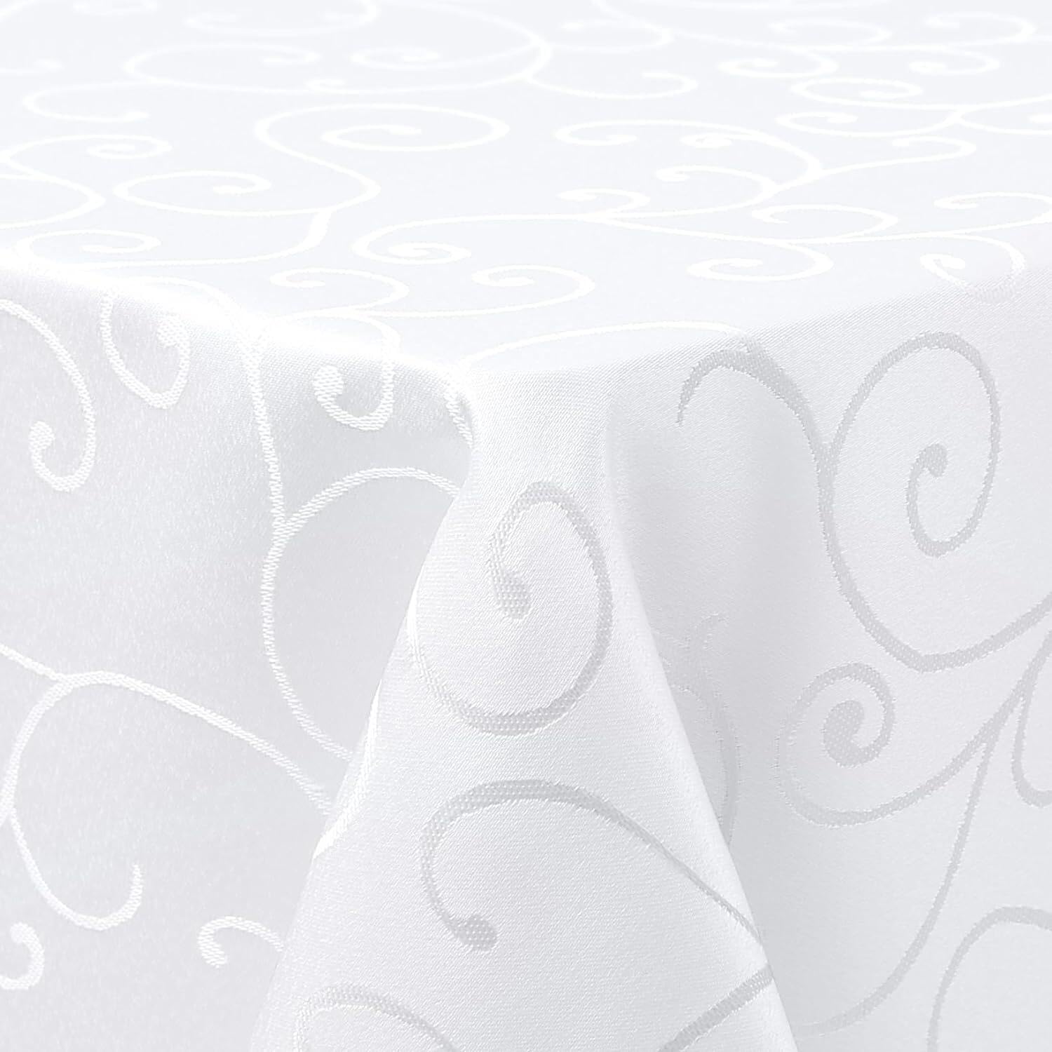 Homaxy Table Cloth Rectangular 140x300 cm, Washable Polyester Jacquard Tablecloth, Dust-Proof Table Cover for Kitchen Dinning Indoor Decoration, White