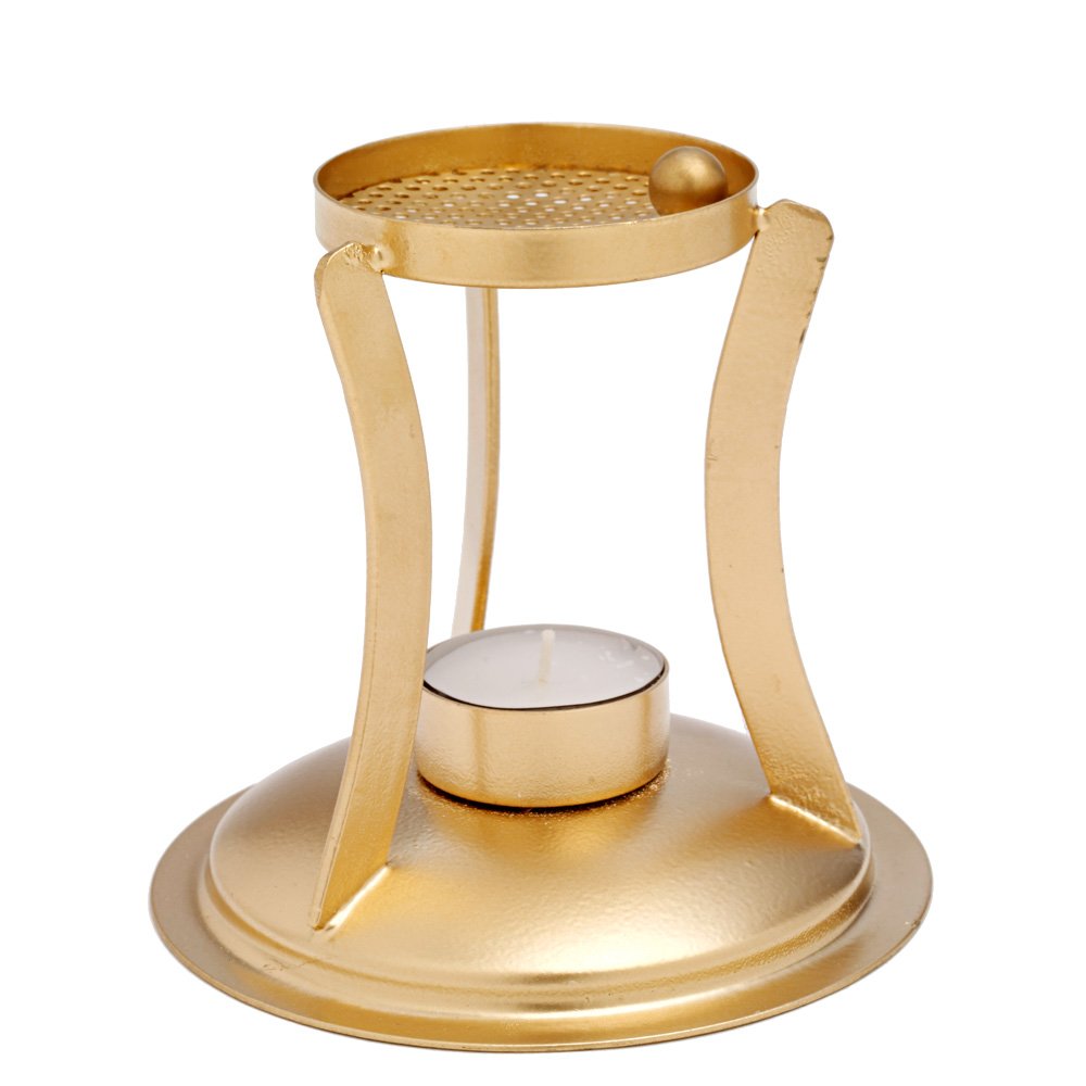NKlaus Incense burner gold matt with sieve thrifty incense stand brass 7549