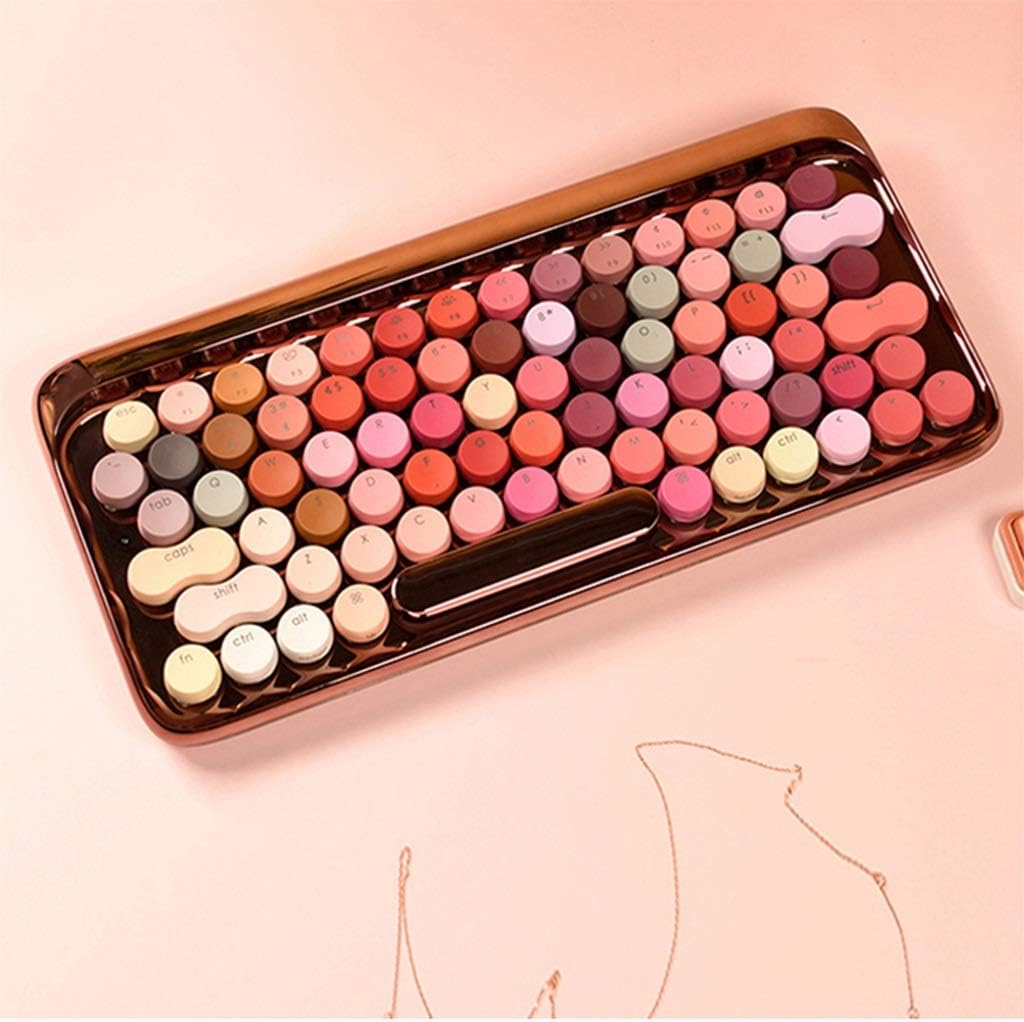 HBWJSH Rose gold lipstick keyboard, Bluetooth wireless notebook tablet tea axis typewriter keyboard (Color : Rose Gold Keyboard Limited Edition)