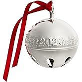 Wallace 2026 Silver-Plated Sleigh Bell Ornament 56th Edition - Penguins and Presents Annual Collectible Holiday Bell with Gift Box