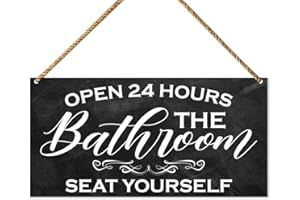 QVUXZ Funny Bathroom Wood Sign Decor, Guest Bathroom Decoration Toilet Wall Restroom Door Decor Farmhouse Hanging Sign Decorations, Housewarming Gifts for New House Home Women Men, Seat Yourself