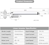 Justech 12V Heavy-Duty Linear Actuator 330LBS 8in 200mm IP65 With Brackets view 4