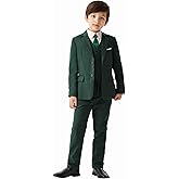 MAGE MALE Boys'5-Piece Suits Multiple Colour Tuxedo Formal Slim Fit Boys Suit Set with Suspenders and Adjustable Waist