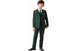 MAGE MALE Boys'5-Piece Suits Multiple Colour Tuxedo Formal Slim Fit Boys Suit Set with Suspenders and Adjustable Waist