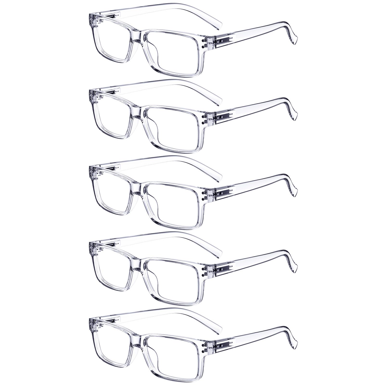 Eyekepper Vintage Reading Glasses-5 Pack Clear Frame Glasses for Men Reading, Reader Eyeglasses Women