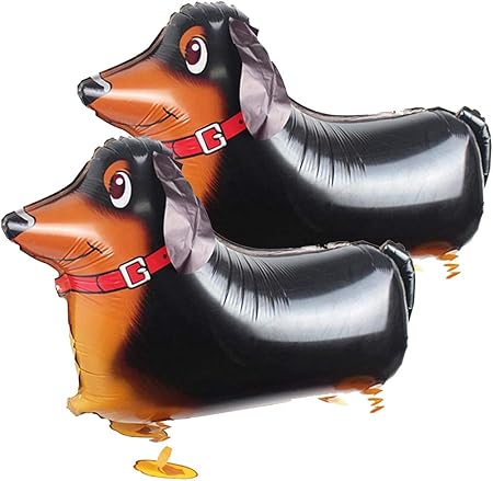 Amazon Sukragraha 再利用可能なアルミホイル自動シールウォーキング ペット 犬 ダックスフンド バルーン ブラック 2個セット 風船 バルーン おもちゃ