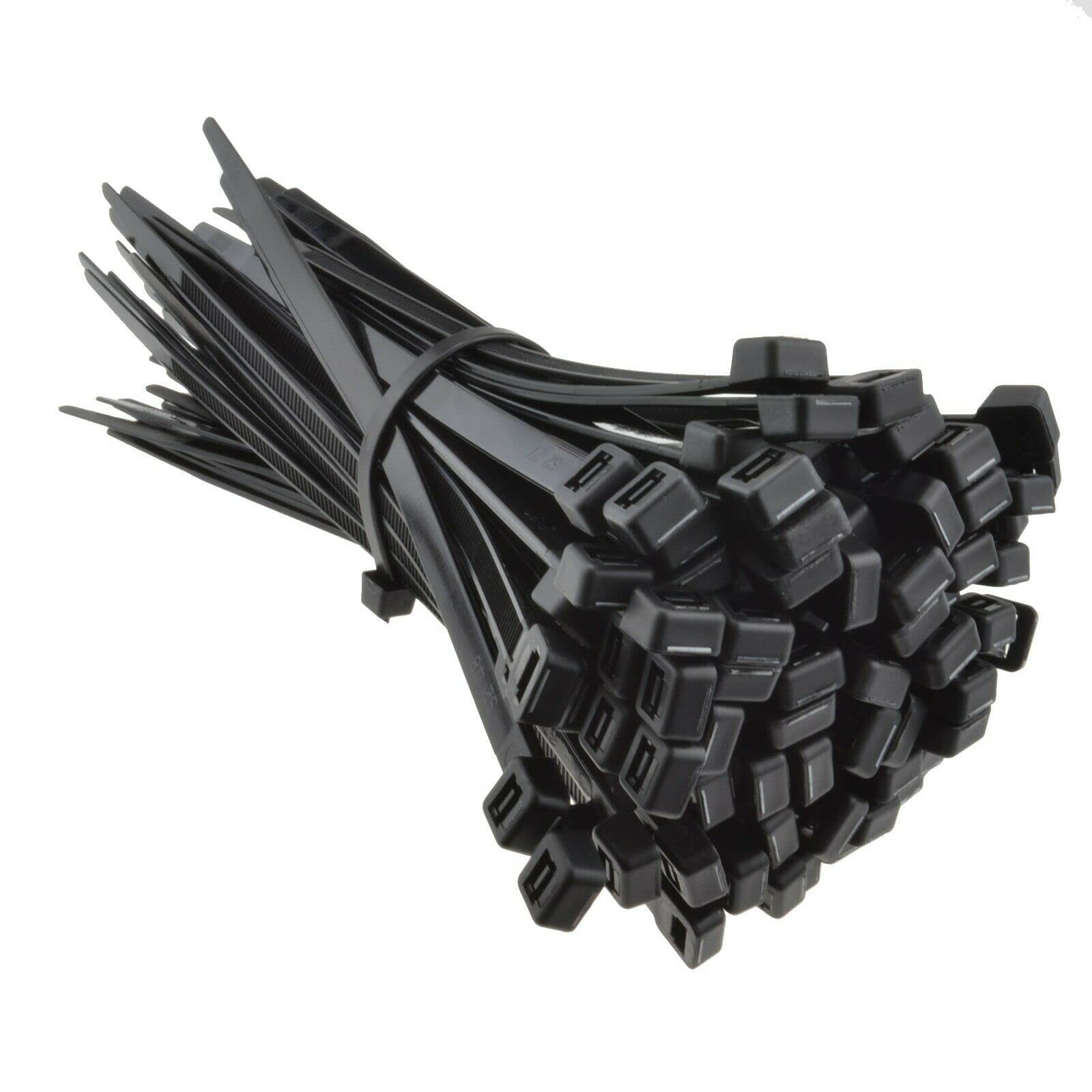 200 Pack 250mm x 4.8mm Black Zip Ties - Heavy Duty Nylon Cable Wraps - Holds Items Together - For Tying, Fastening, and Strapping - Arts and Crafts, Industrial Work, Home Use