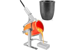 Nelyrho Hand-held Crucible Pouring Tongs/Rack with A Graphite Crucible, Work with Crucibles and Melting Furnace, Metal Castin