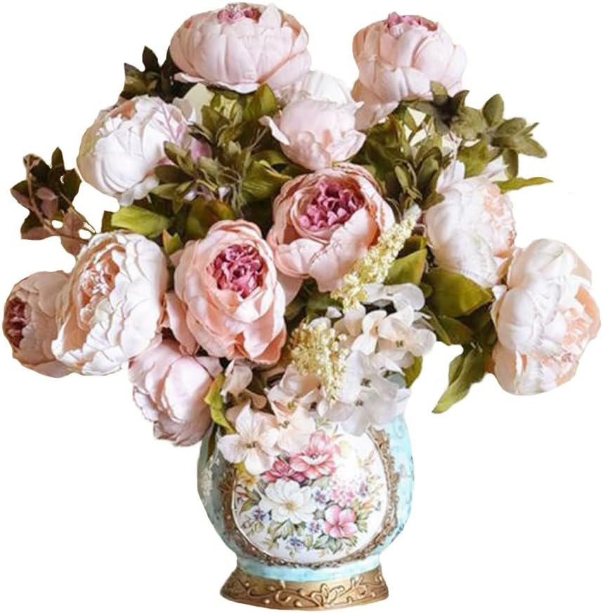Silk Flower,WINWINTOM 1Bouquet 8 Heads Artificial Peony Silk Flower Wedding Party Festival Xmas Decoration Bouquet (Pink)
