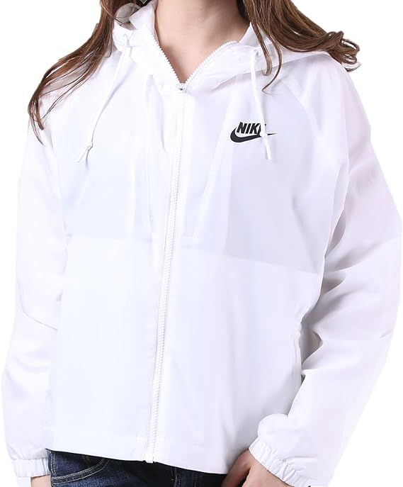 Amazon Co Jp ナイキ Nike ウィメンズ ウーブン ジャケット 白 レディース ウィンドブレーカー フード M 101 ホワイト 服 ファッション小物
