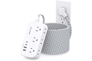 BESHON Extension Cord 25 Ft, Flat Plug Power Strip with 6 Outlets with 4 USB Ports(2 USB C), Wall Mount Charging Station, No Surge Protector for Home Office College Dorm Room Travel Essentials