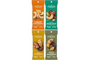 MAKE YOUR DAY Nut Variety Featuring Sahale Snacks Glazed Nut Mix, Tangerine Vanilla, Fruit & Nut, Honey Almonds, and Pomegranate Flavored Pistachios, 1.5 Ounce (Pack of 12) - with Make Your Day Bag Clip