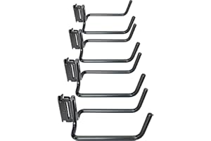 MorScan 4 Pack E Track Double J Hooks, Heavy Duty Black Large Steel Shovel/Tool Hanger for Store Long Handled Tools, E Track Tie Down Accessories for Trailers, Trucks, Garden Tools Organizers Storage