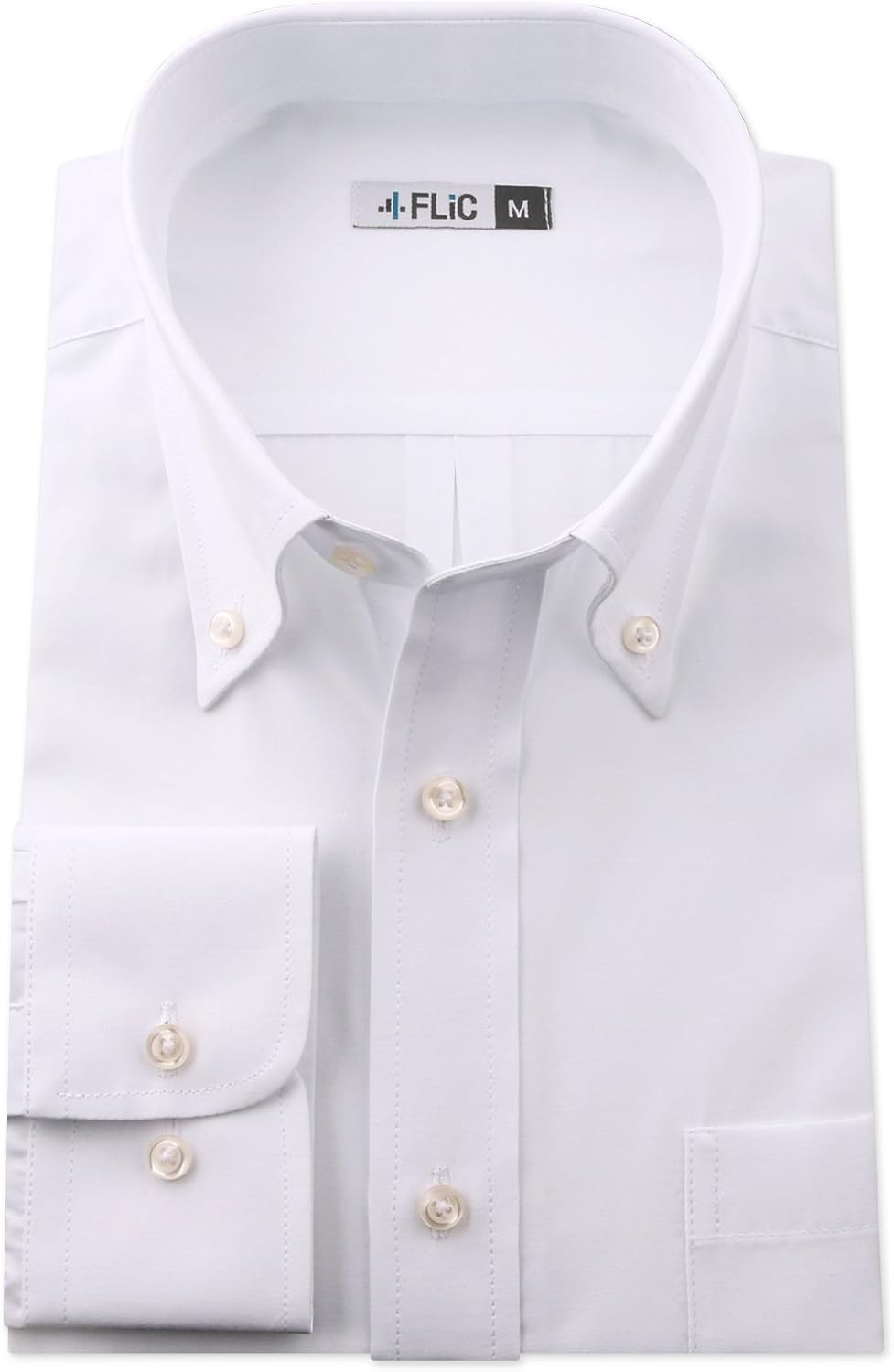 Amazon ワイシャツ 長袖 メンズ 白シャツ 形態安定 無地 織柄 8種類 13サイズ レギュラーカラー ボタンダウン L White シャツ 通販