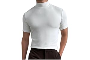 Mens Short Sleeve Mock Turtleneck T Shirt Slim Fitted Sport Workout Undershirt Shirts Summer Casual Trendy Basic Tops