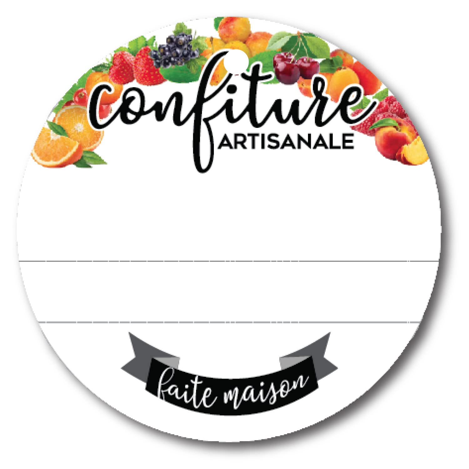 Affichesstore Postersstore 30421-50 Round Labels 50mm Cardboard Writable with Hole Jam on White Background