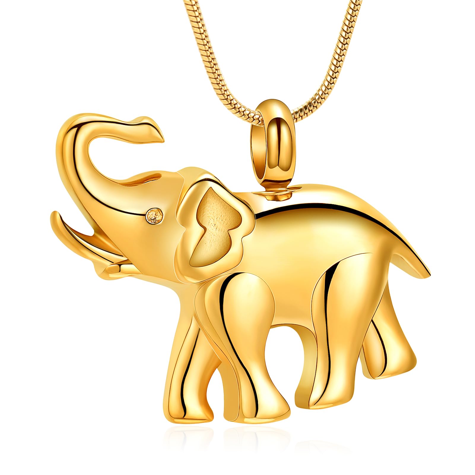 Cremation Jewelry for Ashes Elephant Shape Stainless Steel Keepsake Memorial Pendant Locket Urn Necklace for Pet/Human