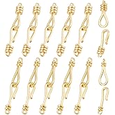 PH PandaHall 12pcs 18K Gold Plated Jewelry Clasp Set 2 Styles S Hook Clasps Golden Connector Clasps Brass Hook Bracelets Necklace Connectors for DIY Jewelry Necklace Bracelet Making Accessory